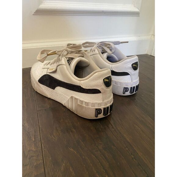 EUC Puma Cali White Leather Black Stripe Sneakers 8.5 - Picture 3 of 6